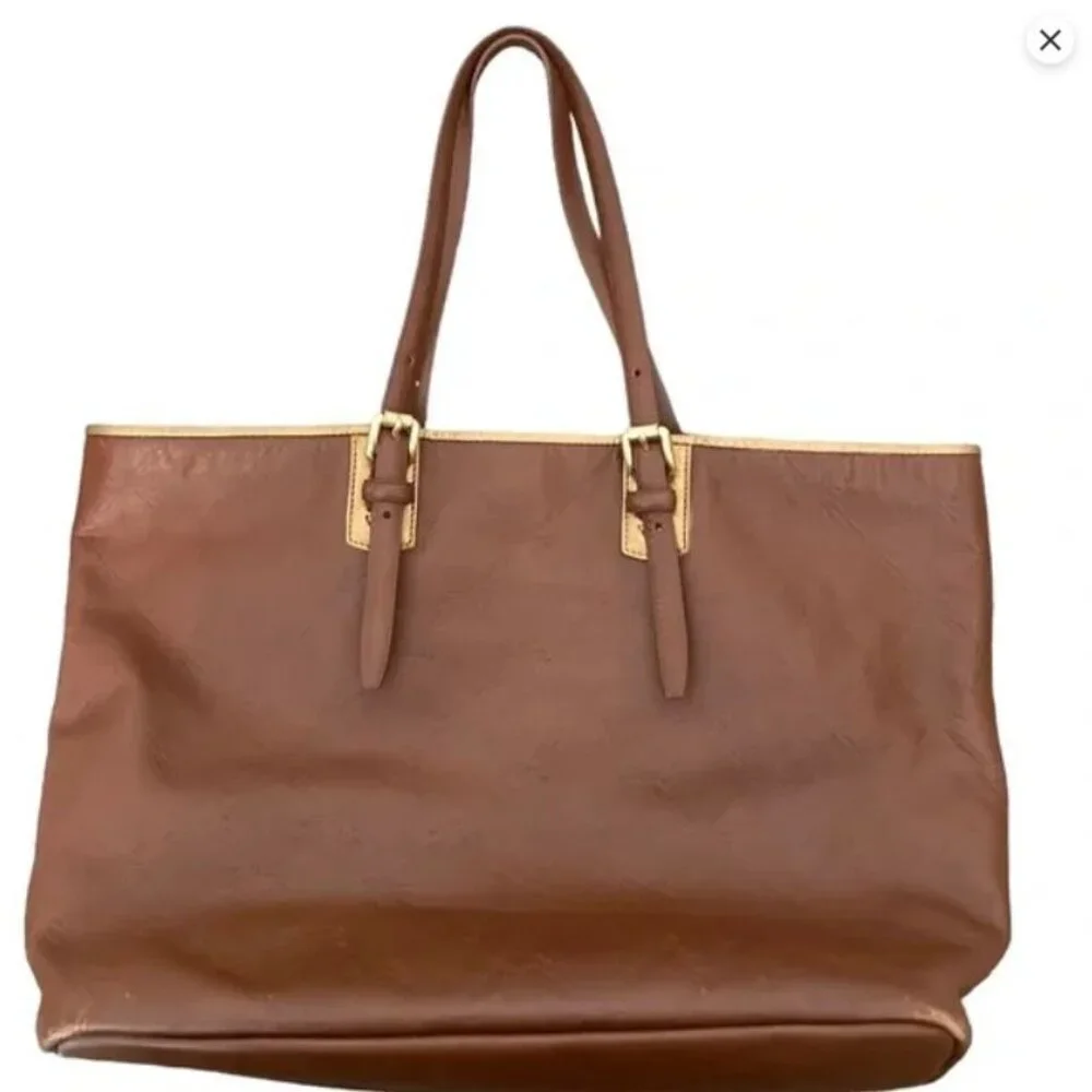 Longchamp Brown Leather Embossed Logo Pliage Bag - Picture 2 of 13